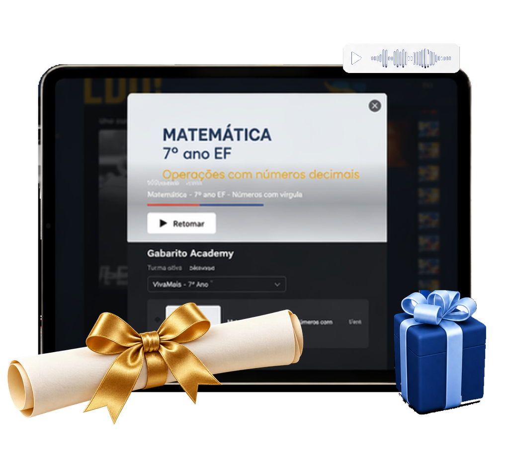 Plataforma GABARITO no tablet com bônus