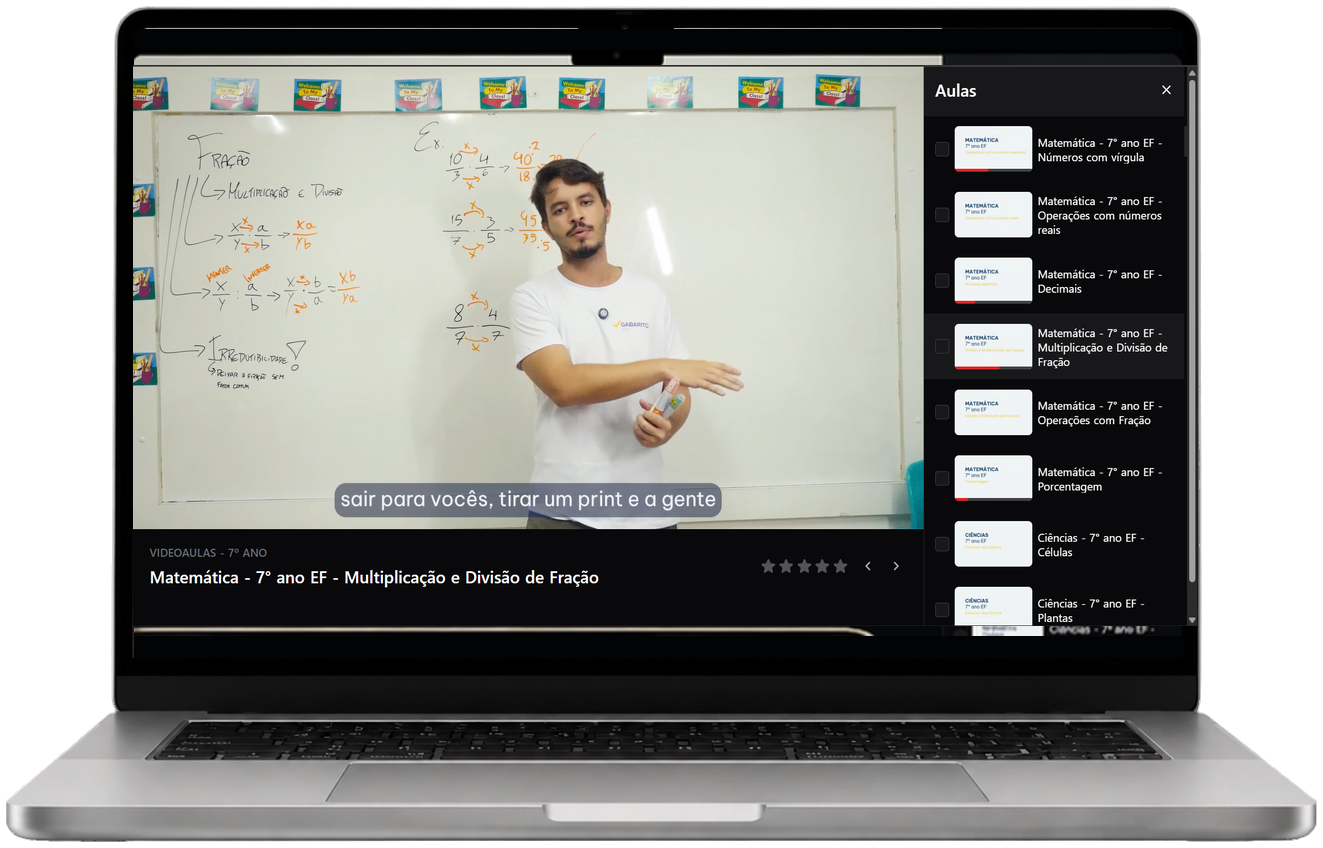 Videoaula GABARITO em um MacBook
